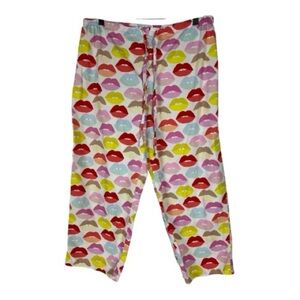 The Cat’s Pajamas Sz M Lip Print PJ Bottoms Cotton